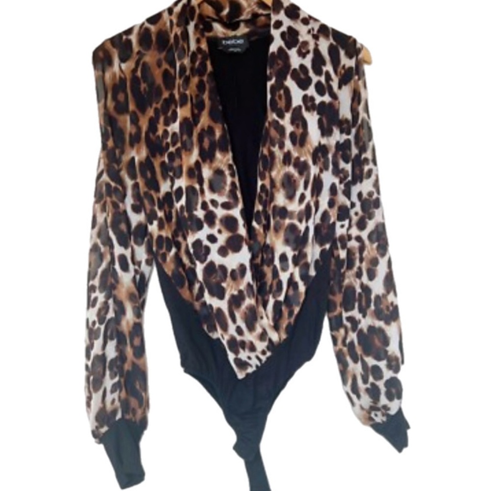 bebe Leopard Print Blazer Bodysuit